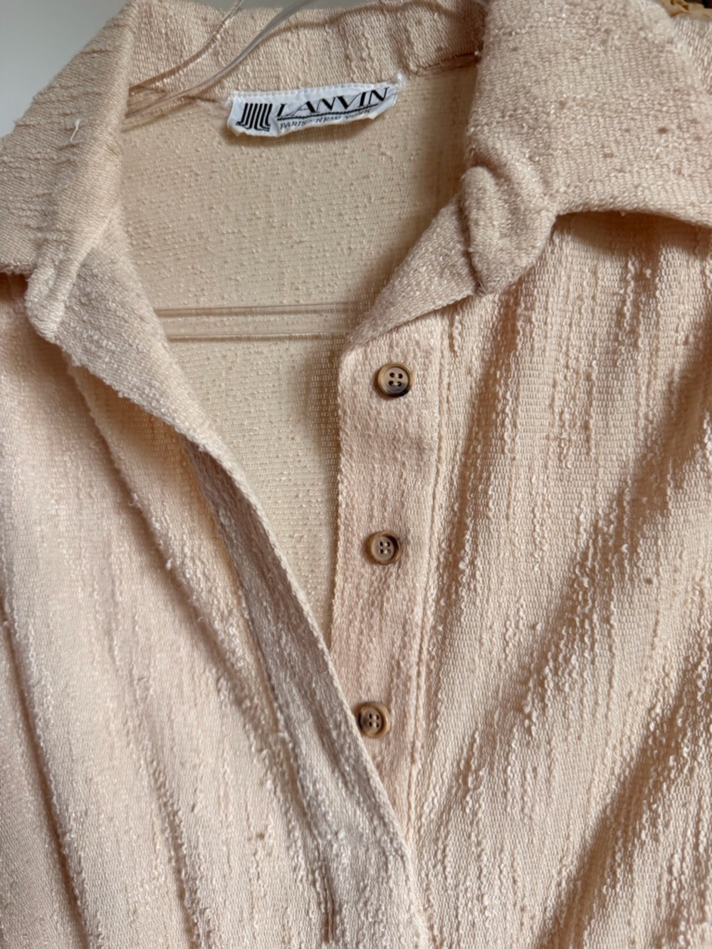 Vintage Lanvin Beige Cream Long-Sleeve Dress with Tie Waist - Picture 6 of 6
